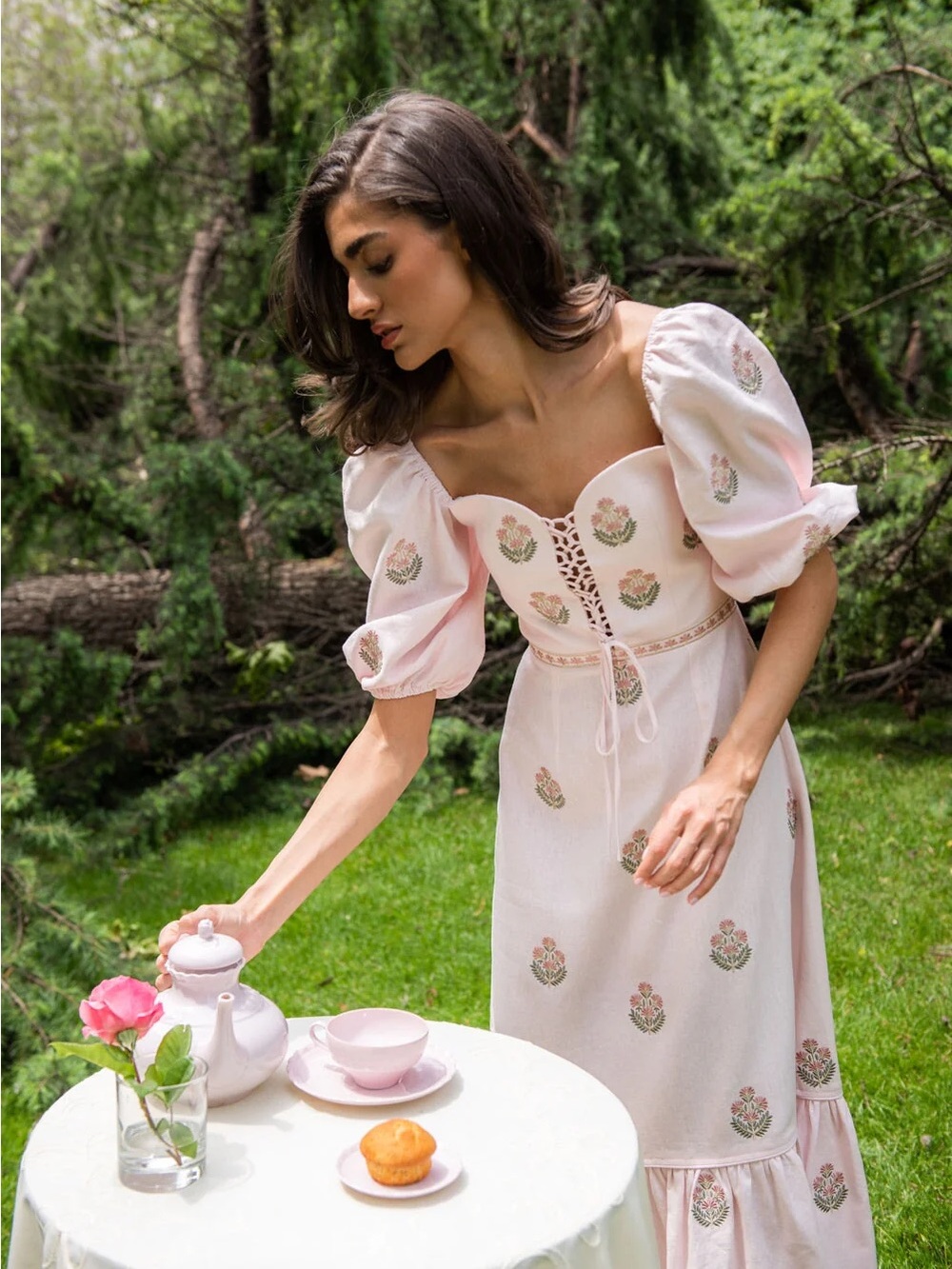 ROSEWATER HOUSE MITRA MAXI DRESS in PINK & PINK - Picture 3 of 12